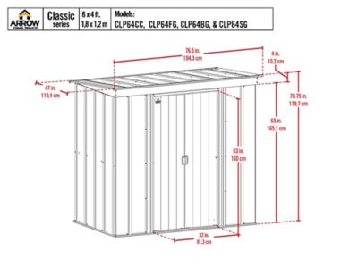 Image showing  6 x 4ft. Classic Steel Storage Shed, Flute Grey