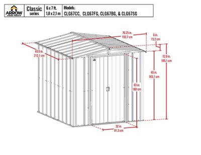 Image showing  Classic 6 x 7ft. Steel Storage Shed, Blue Grey