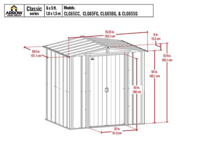 Image showing  Classic 6 x 5ft. Steel Storage Shed, Flute Grey
