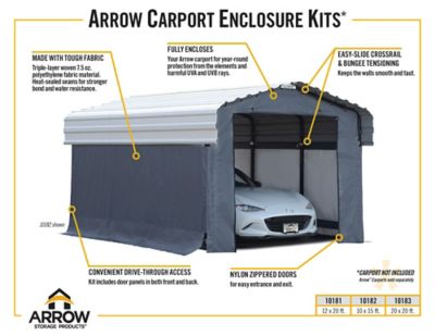 Image showing  Enclosure Kit for Carports, 20 ft. x 20 ft., Gray