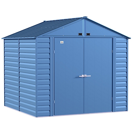 Arrow Select 8 ft. x 8 ft. Steel Storage Shed, Blue Grey