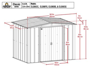 Image showing  8 x 6ft. Classic Steel Storage Shed, Charcoal