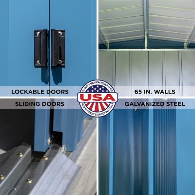 Image showing 8 th Arrow Classic 8 x 6ft. Steel Storage Shed, Blue Grey