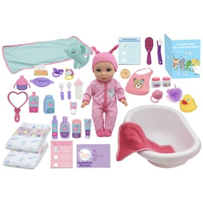 Little Darlings 15 in. Baby Doll Feed and Care Deluxe Playset with 35 Accessories