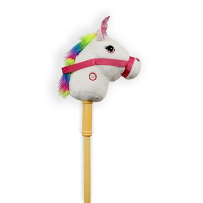 Ponyland 28 in. Giddy-Up Stick Horse Plush, White Unicorn with Sound