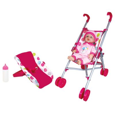 Lissi 12 in. Twin Baby Dolls with Twin Jogger Stroller Playset