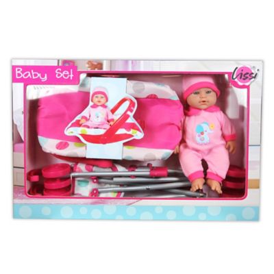 Image showing  12 in. Twin Baby Dolls with Twin Jogger Stroller Playset