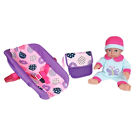 Lissi 11 in. Baby Doll Travel Playset, Baby Doll, Car Seat and Diaper Bag