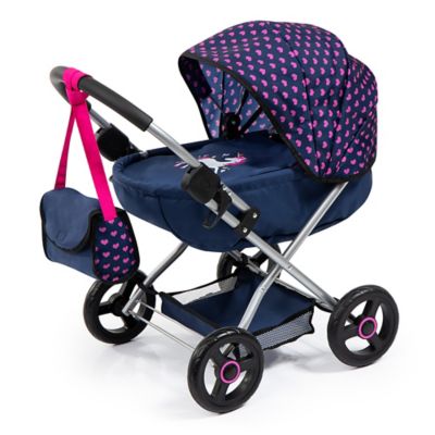 Image showing  4-in-1 Toy Baby Doll Pram Stroller Cosy Set for Dolls Up to 18 in., Blue/Purple