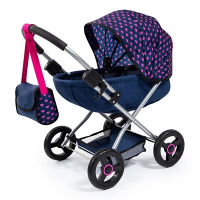 Image showing  4-in-1 Toy Baby Doll Pram Stroller Cosy Set for Dolls Up to 18 in., Blue/Purple