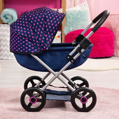 Image showing 6 th Bayer 4-in-1 Toy Baby Doll Pram Stroller Cosy Set for Dolls Up to 18 in., Blue/Purple