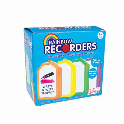 Junior Learning 4 pc. Rainbow Recorders Reusable 1 Minute Sound Recorder