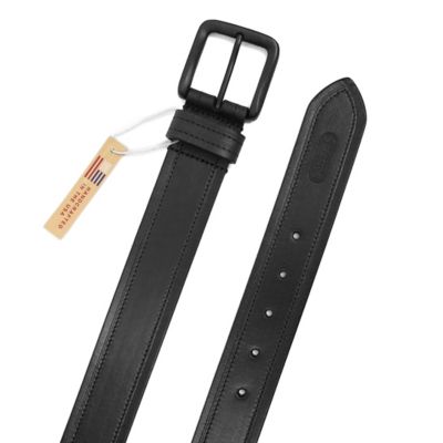 Image showing  Men's Full-Grain Stitched Leather Handcrafted in USA Belt with Embossed Logo Tip