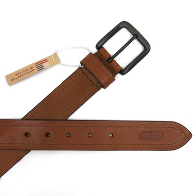 Image showing 2 th Smith's Workwear Men's Full-Grain Stitched Leather Handcrafted in USA Belt with Embossed Logo Tip