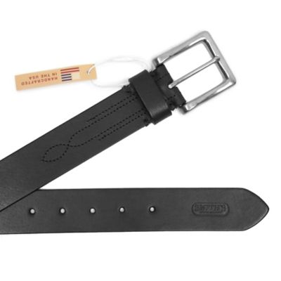 Image showing  Men's Full-Grain Leather Handcrafted in USA Belt with Stitching Detail and Embossed Logo Tip