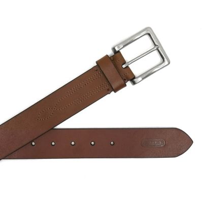 Image showing  Men's Full-Grain Leather Handcrafted in USA Belt with Stitching Detail and Embossed Logo Tip