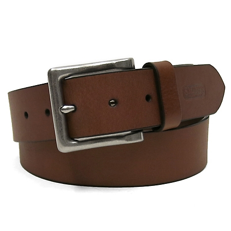 Smith's Workwear Men's Handcrafted in USA Full-Grain Leather Belt with Stitching Detail and Embossed Logo Tip