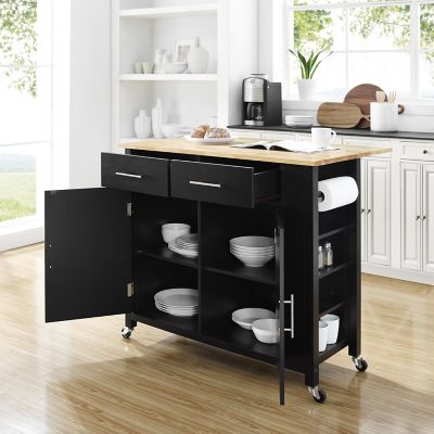 Image showing  Savannah Wood-Top Kitchen Cart, Black