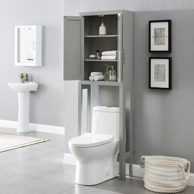 Image showing  22.13 x 68.25 x 8.63 in. Wooden Savannah Space Saver Over-the-Toilet Storage Shelf, White