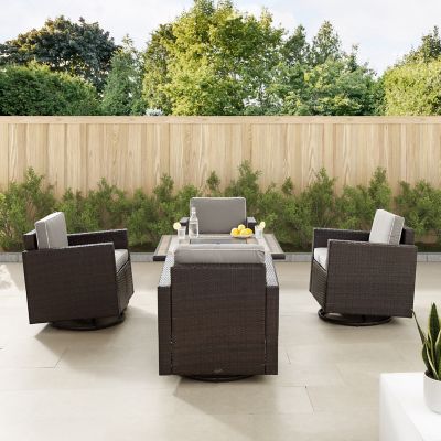 Image showing  5 pc. Palm Harbor Outdoor Wicker Conversation Set with Fire Table