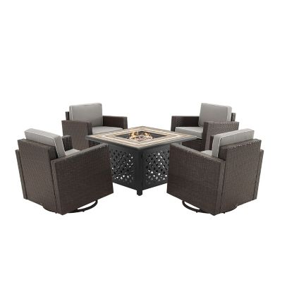 Image showing  5 pc. Palm Harbor Outdoor Wicker Conversation Set with Fire Table