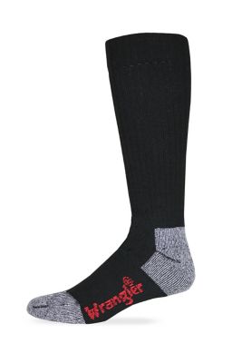 Wrangler Over-the-Calf Cotton Work Socks Made in USA, 2 Pair, 2/9434, 2/9434 BLACK