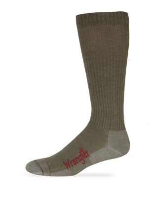 Wrangler Men's Merino Wool Tall Boot Socks, Made in USA, 1-Pair, 72379 BLACK