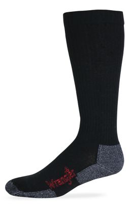 Wrangler Merino Wool Tall Boot Socks Made in USA, 1 Pair, 72379 BLACK