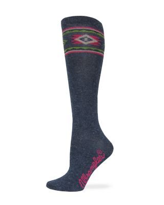 Wrangler Women's Angora Aztec Knee-High Seamless Toe Socks Made in USA, 1 Pair, 9678 BROWN