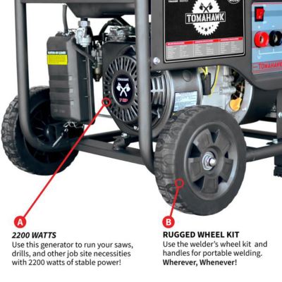 Image showing  2,200/2,000-Watt Gasoline Powered Portable Generator with 120A Welder