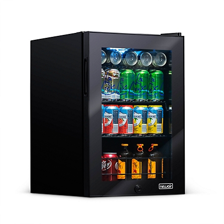 NewAir 90 Can Freestanding Beverage Fridge in Onyx Black with Adjustable Shelves and Lock