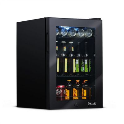 Image showing  90 Can Freestanding Beverage Fridge in Onyx Black with Adjustable Shelves and Lock