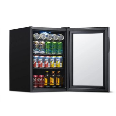 Image showing 6 th NewAir 90 Can Freestanding Beverage Fridge in Onyx Black with Adjustable Shelves and Lock