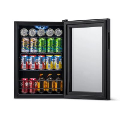 Image showing 7 th NewAir 90 Can Freestanding Beverage Fridge in Onyx Black with Adjustable Shelves and Lock