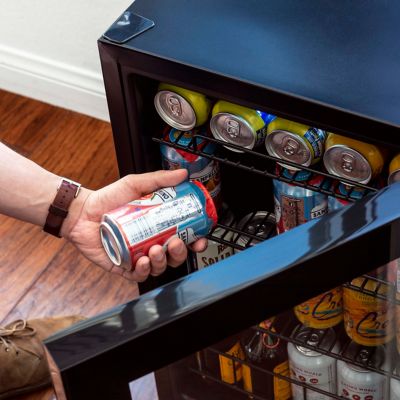 Image showing 14 th NewAir 90 Can Freestanding Beverage Fridge in Onyx Black with Adjustable Shelves and Lock