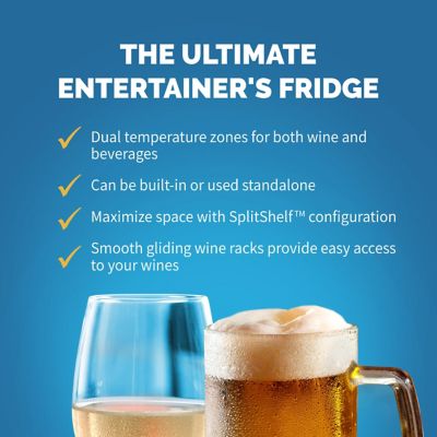 Image showing  24" Built-in Dual Zone 20 Bottle and 70 Can Wine and Beverage Fridge in Stainless Steel with SplitShelf