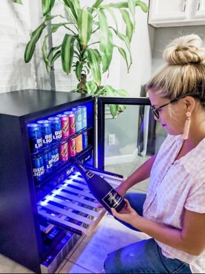 Image showing  24" Built-in Dual Zone 20 Bottle and 70 Can Wine and Beverage Fridge in Stainless Steel with SplitShelf