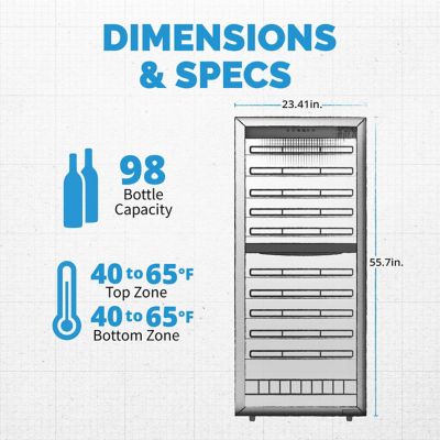 Image showing 13 th NewAir 9.71 cu. ft. 98-Bottle Freestanding Dual Zone Compressor Wine Fridge