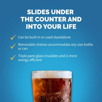 Image showing  15 in. Built-in 96 Can Beverage Fridge in Black Stainless Steel with Precision Temperature Controls & Adjustable Shelves