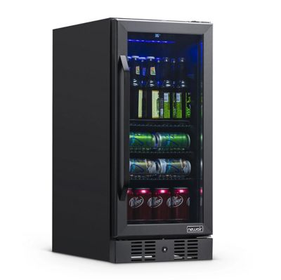 Image showing  15 in. Built-in 96 Can Beverage Fridge in Black Stainless Steel with Precision Temperature Controls & Adjustable Shelves