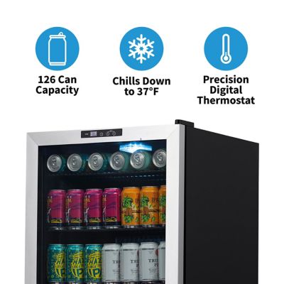 Image showing  160-Can Freestanding Beverage Fridge in Stainless Steel with SplitShelf and Precision Digital Thermostat