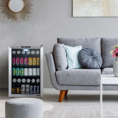 Image showing 7 th NewAir 160-Can Freestanding Beverage Fridge in Stainless Steel with SplitShelf and Precision Digital Thermostat