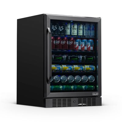 NewAir 24 in. Built-in 177 Can Beverage Fridge in Stainless Steel with Triple-Pane Glass, Adjustable Shelves