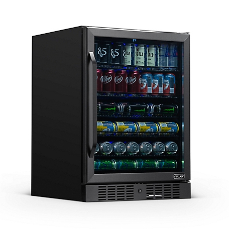 NewAir 24 in. Built-in 177 Can Beverage Fridge in Stainless Steel with Triple-Pane Glass, Adjustable Shelves