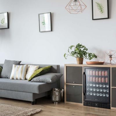 Image showing  24 in. Built-in 177 Can Beverage Fridge in Stainless Steel with Triple-Pane Glass, Adjustable Shelves