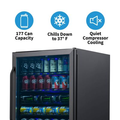 Image showing  24 in. Built-in 177 Can Beverage Fridge in Stainless Steel with Triple-Pane Glass, Adjustable Shelves