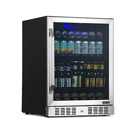 NewAir 24 in. Built-in or Freestanding 177 Can Beverage Fridge in Stainless Steel with Precision Digital Thermostat