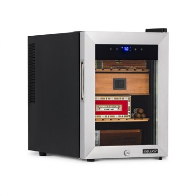 NewAir 250 ct. Electric Cigar Humidor Wineador in Stainless Steel Thermoelectric Cooling with Digital Temperature Controls