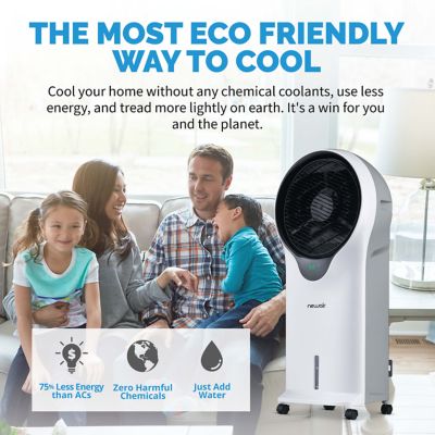 Image showing 5 th NewAir Evaporative Air Cooler and Portable Cooling Fan, 250 sq. ft., 3 Speeds, 7.5 Hour Timer, 1.45 gal. Water Tank, White