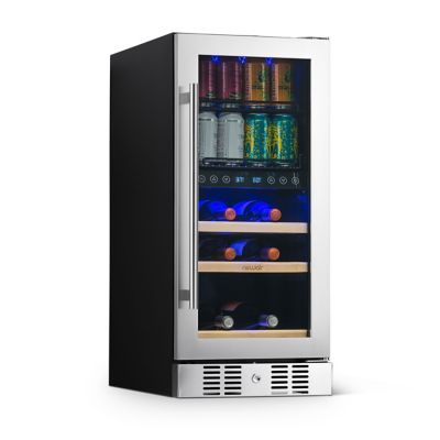 NewAir 3.2 cu. ft. Premium Built-in Dual Zone 9 Bottle and 48 Can Wine and Beverage Fridge in Stainless Steel with SplitShelf